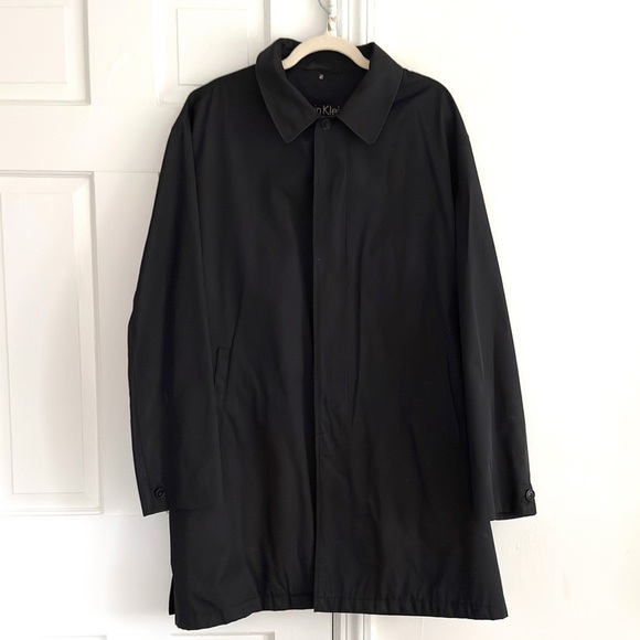 Men’s Calvin Klein Black Rain Trench Coat. Size 48 - Picture 1 of 8